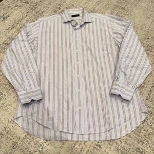 Etro Milano Mens Striped Dress Shirt Blue Red Purple Size 43 17 Made in Italy